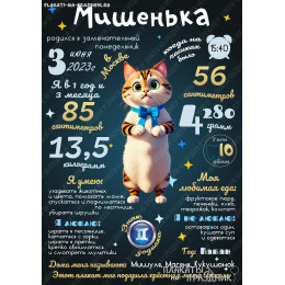 Плакат детская метрика №34