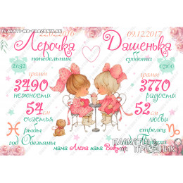 Плакат детская метрика №15 "Сестрички"