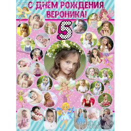 Плакат на День рождения №195 для девочки на 5 лет