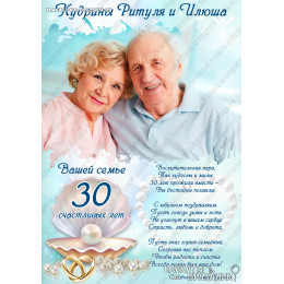 Плакат на свадьбу №14 - 30 лет жемчужная