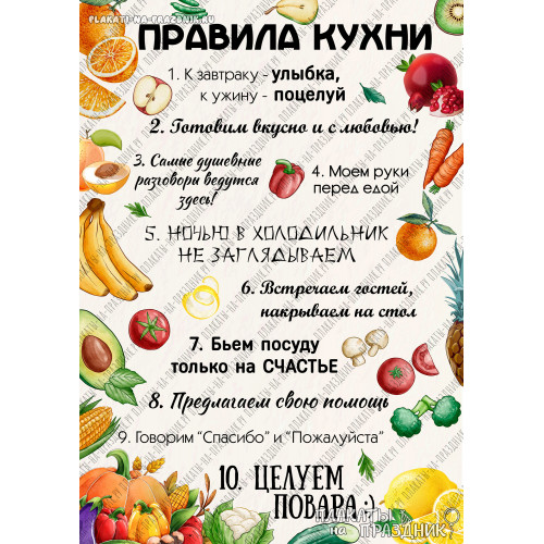 Постер Правила кухни №2